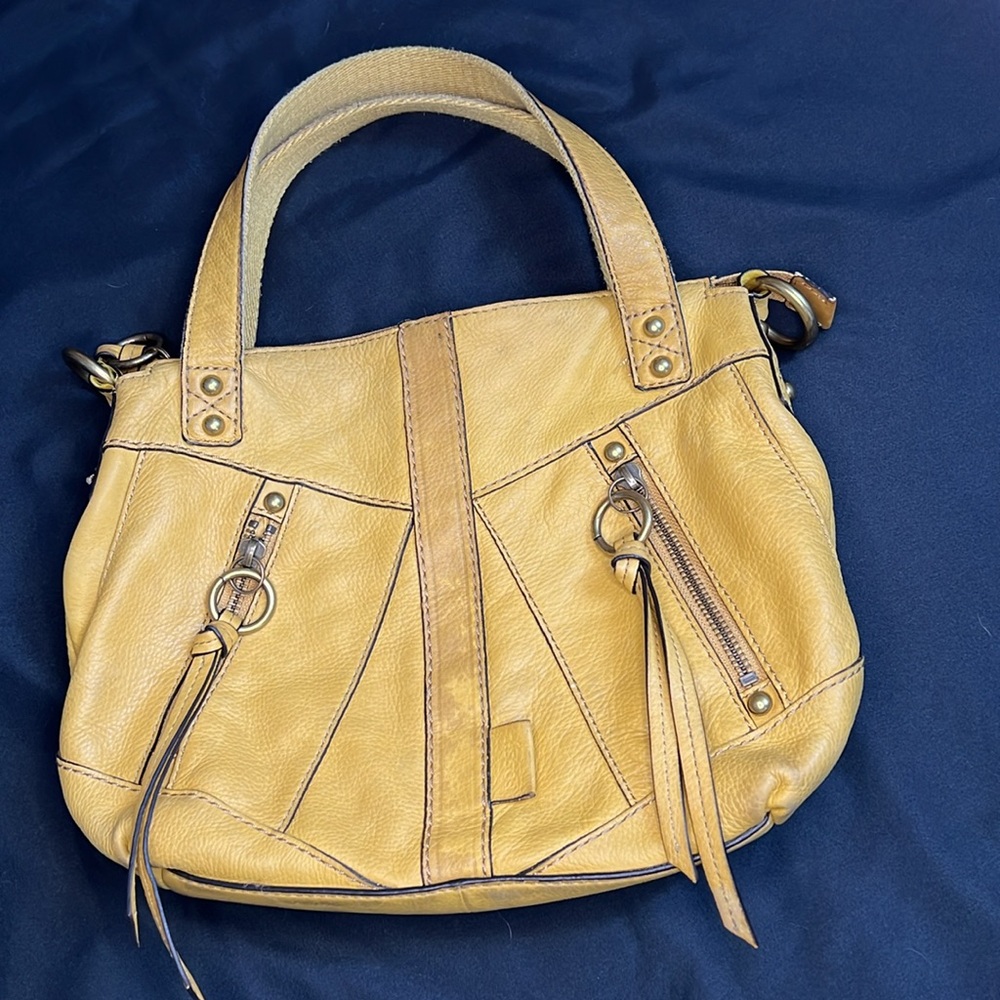 Fossil Mustard Yellow Double Strap Distressed Lea… - image 2